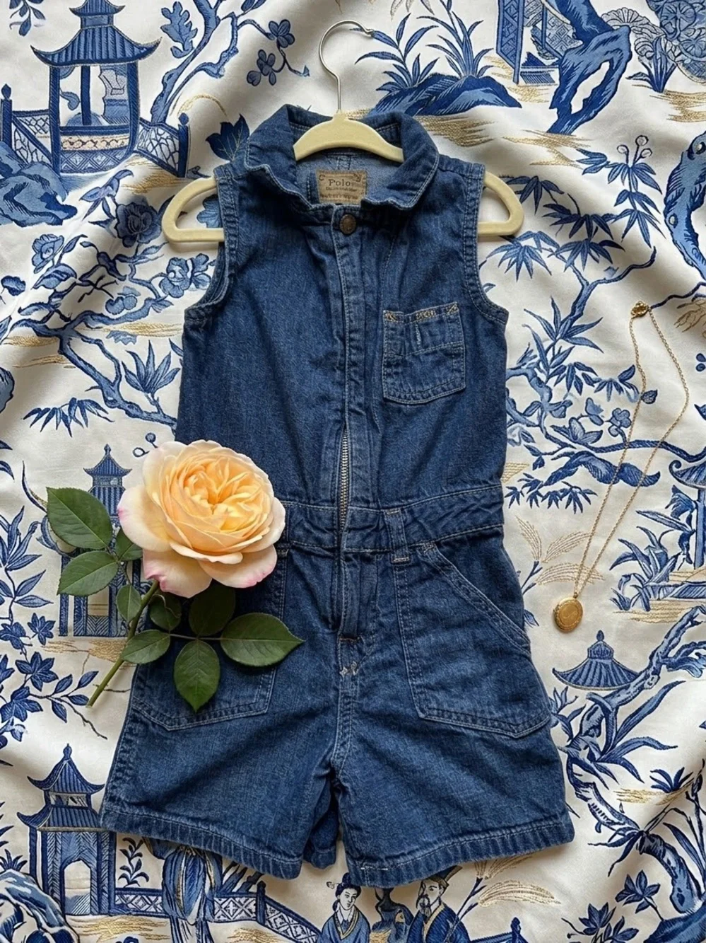 Polo Ralph Lauren Girls Denim Romper Jumpsuit
